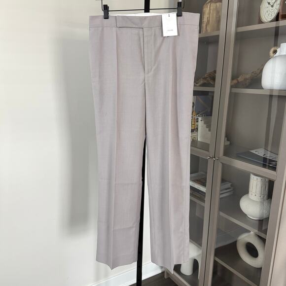 Celine Beige Poly Wool Pleated Straight Leg Trousers 40 NEW Gray Mohair Pants - Picture 1 of 6